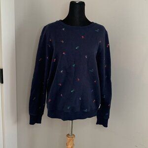 ROOTS crew neck sweaters winter ski snowboard theme Canadian mountain cabin sz m